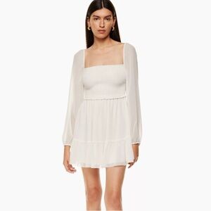 Aritzia mini tempest dress in birch white